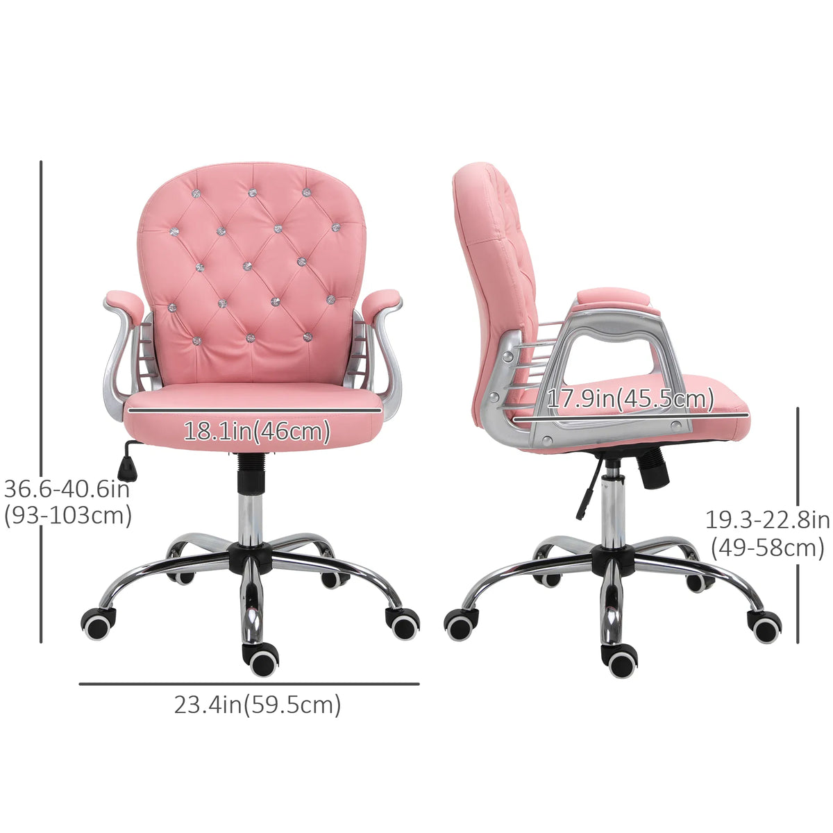 Chaise de bureau rose – Chaise d'ordinateur à hauteur réglable avec dossier capitonné (livraison aux États-Unis et au Canada uniquement)