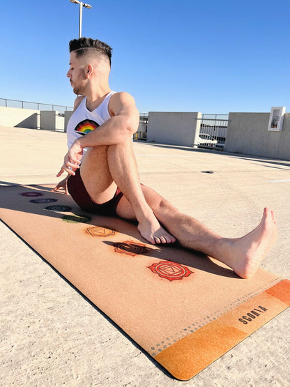 Tapis de yoga en liège pour alignement des chakras | 4,5 mm