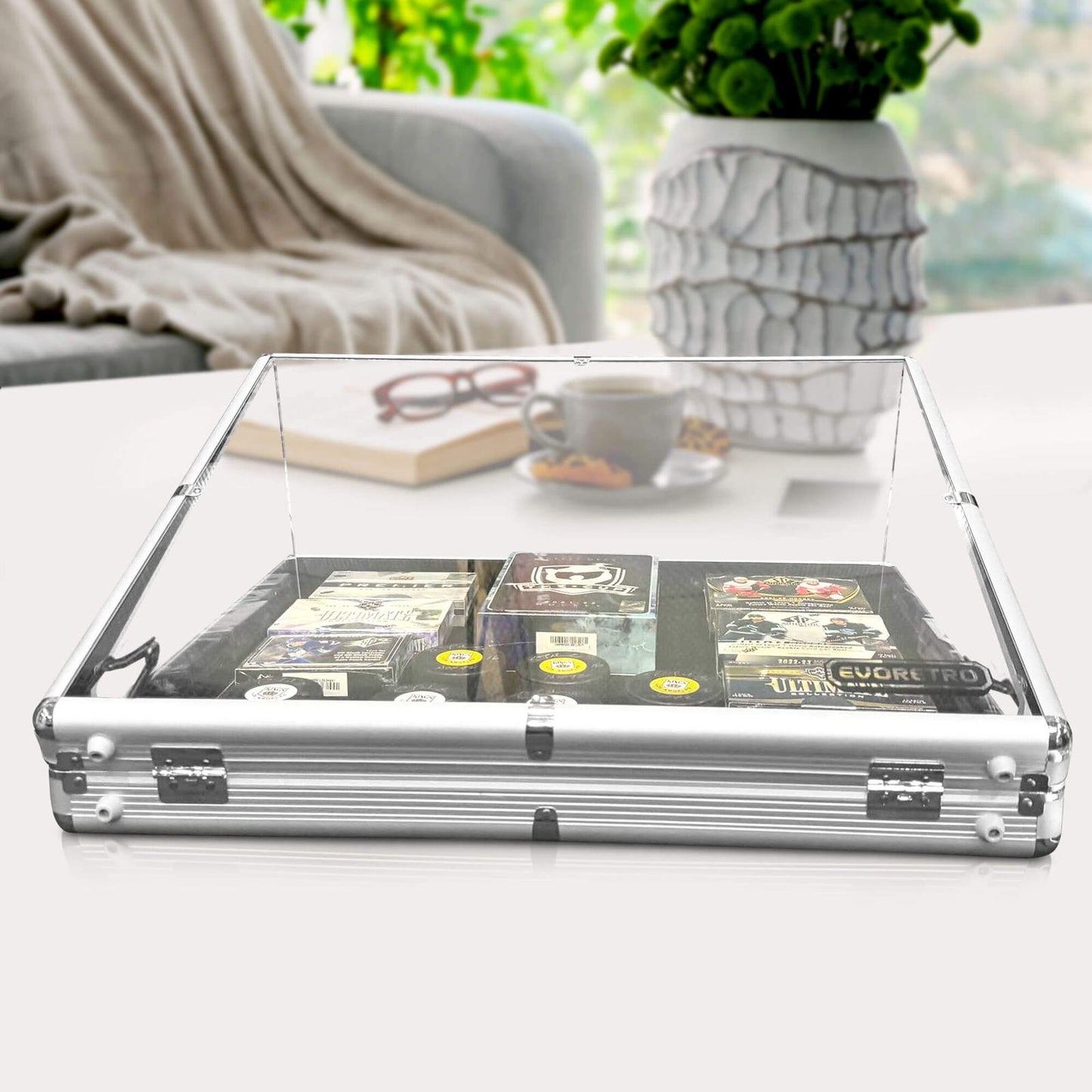 Présentoir vitrine en acrylique transparent EVORETRO pour salon professionnel