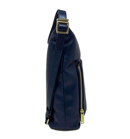 Sac à main en cuir transformable bleu marine, Alexandra