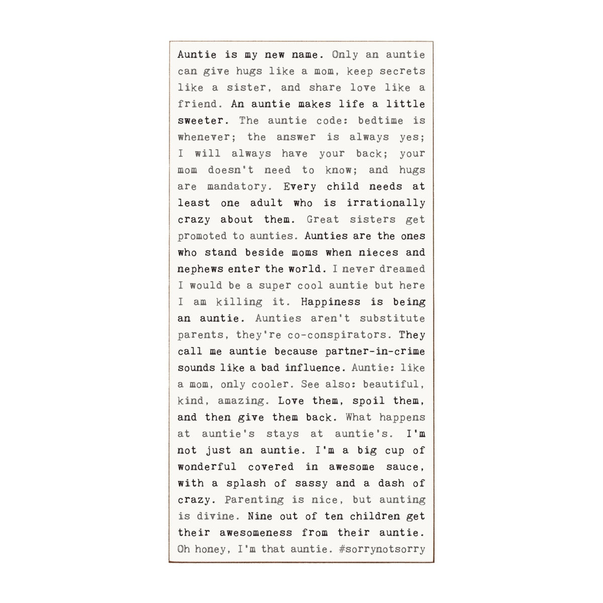 Typewriter Sign - Auntie
