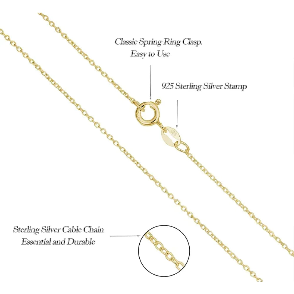 Collier chaîne basique en argent sterling 925 couleur or véritable - Sca016