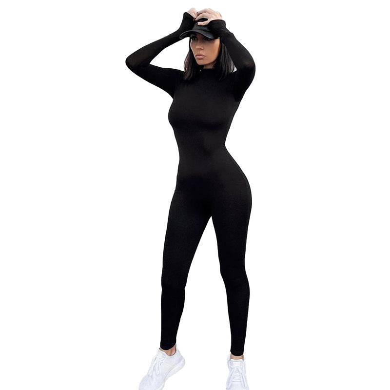 Combinaison de sport femme à manches longues et taille haute – Justaucorps de fitness et vêtements de sport ajustés