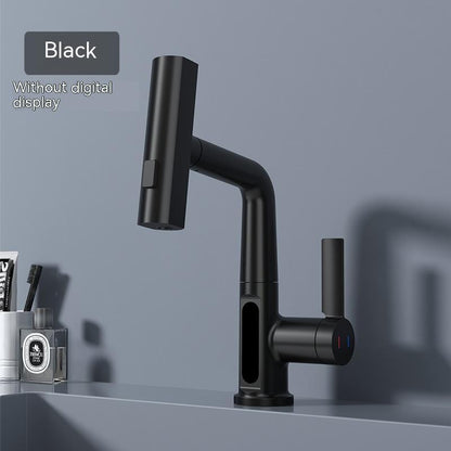 Robinet de lavabo extractible avec affichage numérique intelligent de la température et rotation