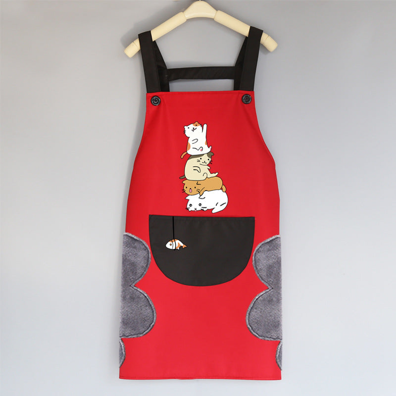 Tablier de cuisine coréen mignon pour femme adulte, résistant à l'eau et à l'huile.