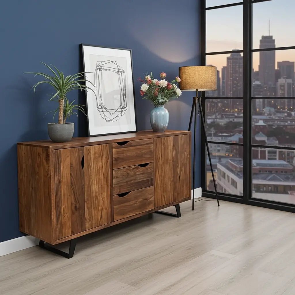 Retro acacia solid wood buffet