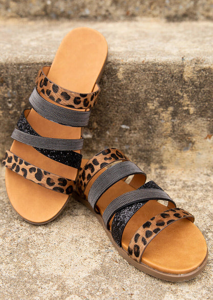 Flat Leopard Print Floral Casual Beach Slippers