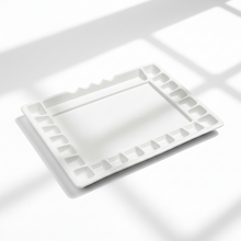 21 Wells Ceramic Color Tray Palette 12" x 15 3/4" - 1 Large Mixing Area and 4 Inclined Brush Holders