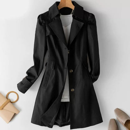 Coupe-vent mi-long cintré pour femme style européen et américain