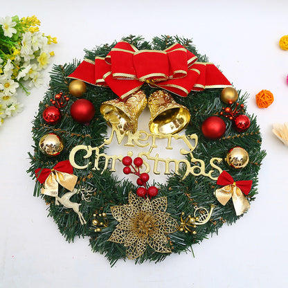 Wooden Christmas Garland Wreath Window Decoration – Red Berry Bowknot Holiday Decor, 30cm