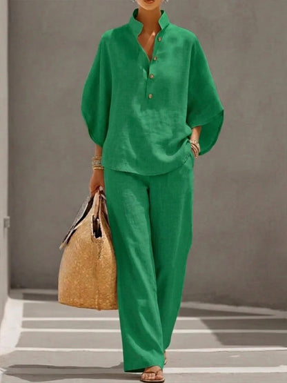 Ensemble de vêtements d'été pour femmes : haut pull ample à manches courtes et pantalon à jambes droites
