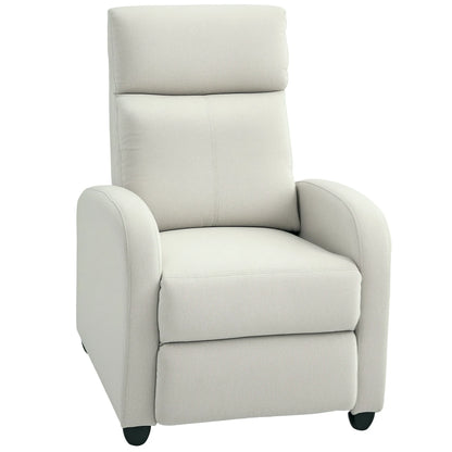 Cream White Fabric Recliner Chair – Manual Home Theater & Living Room Sofa with Padded Seat (United States & Canada Delivery Only)