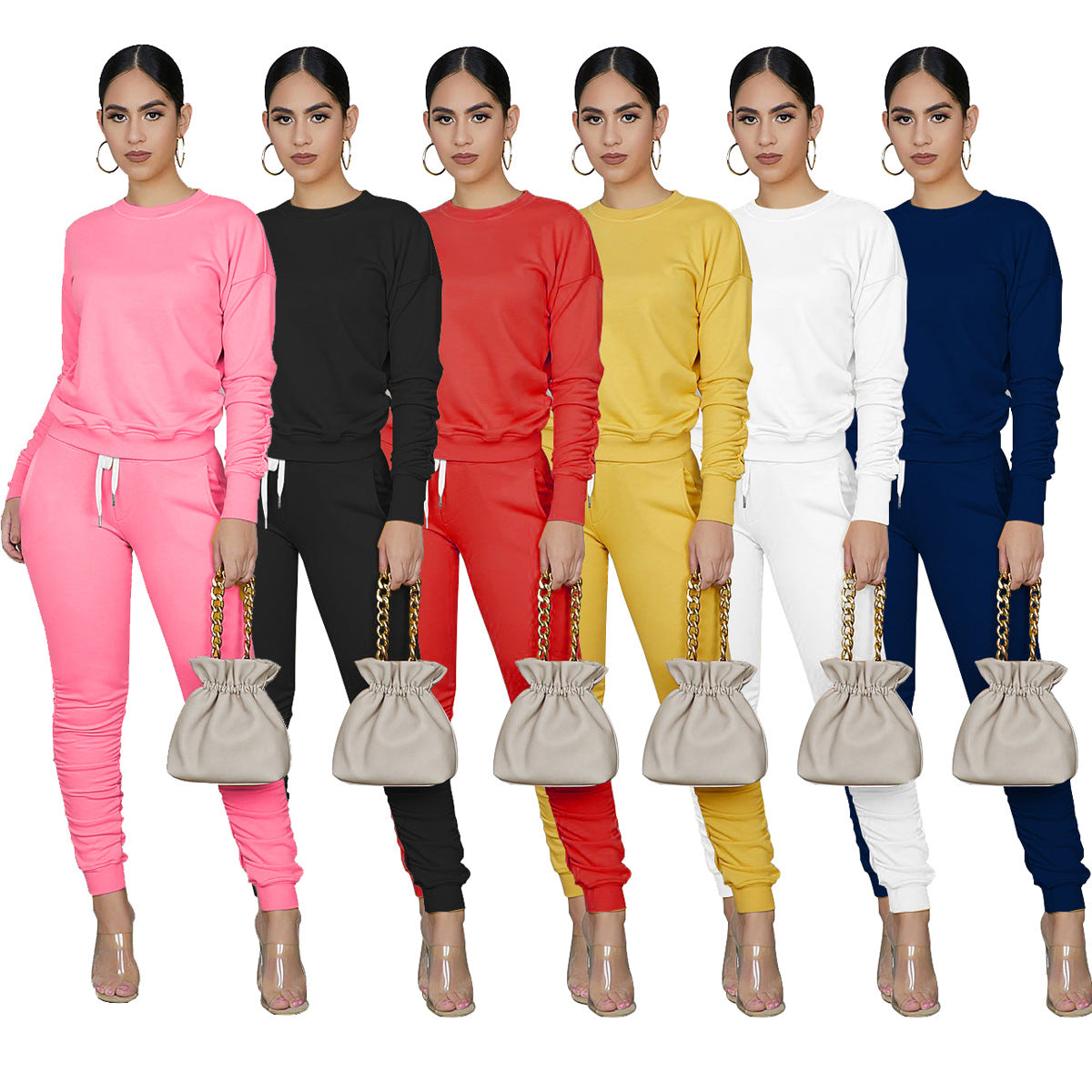 Ensemble décontracté pour femme – Pull en polaire confortable et pantalon assorti, tenue de sport