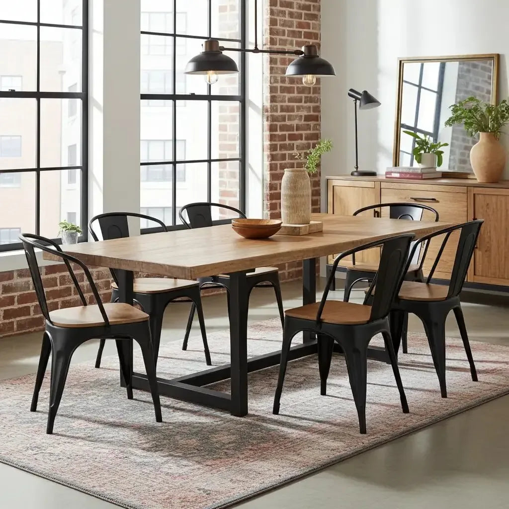 Set of 2 Sita Chairs in black steel and mango wood seat