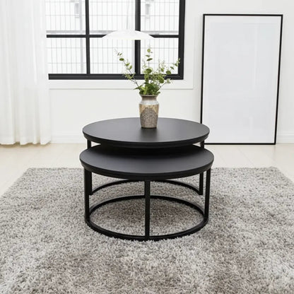 Acacia Wood Nesting Coffee Tables (Black)
