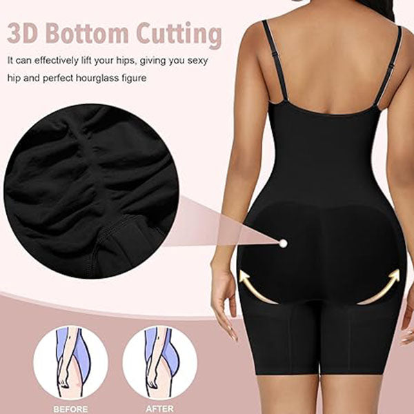 Caraco gainant taille de guêpe pour tous les jours, ouverture à l'entrejambe, gaine short sans enroulement - Body femme sculptant, contrôle ultime du ventre et effet push-up.