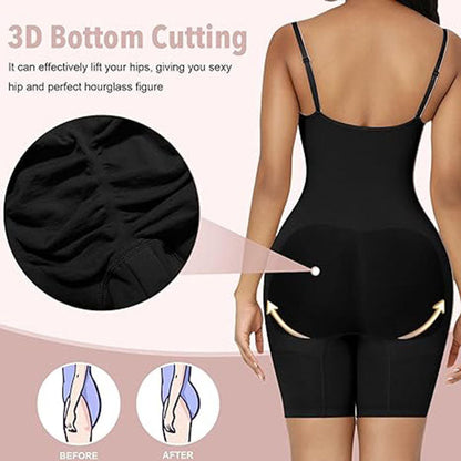 Caraco gainant taille de guêpe pour tous les jours, ouverture à l'entrejambe, gaine short sans enroulement - Body femme sculptant, contrôle ultime du ventre et effet push-up.