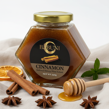 Miel à la cannelle (100 % cru, non pasteurisé, miel canadien local de production écologique)