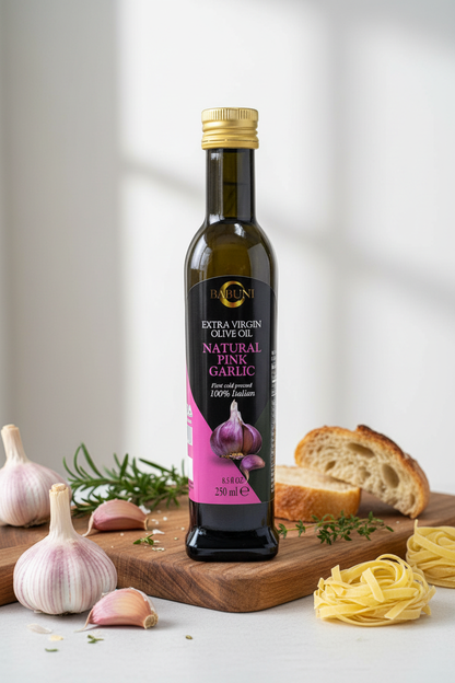 Huile d'olive extra vierge à l'ail rose naturel