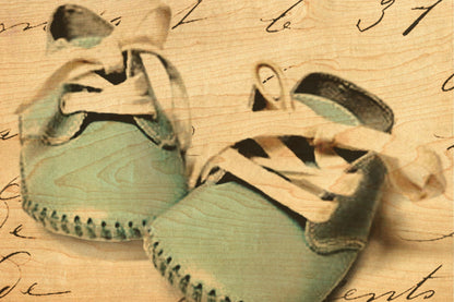 Wood Postcard - Baby Blue Shoes