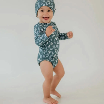 Baby Long-Sleeve Bamboo Bodysuit | Eucalyptus Gingham