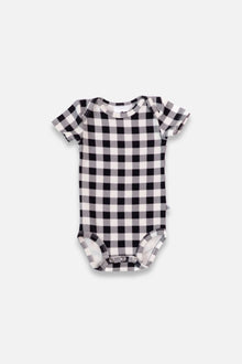 Baby Short Sleeve Bamboo Bodysuit | Bison Plaid
