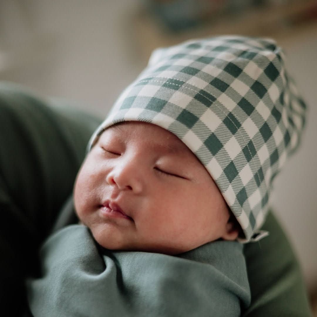 Baby/Kids' Bamboo Beanie | Blue Checkers