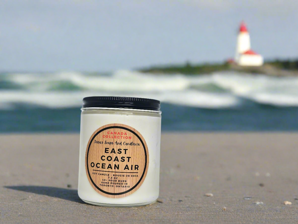 Bougie de soja parfumée « Air marin de la côte est » – 8 oz