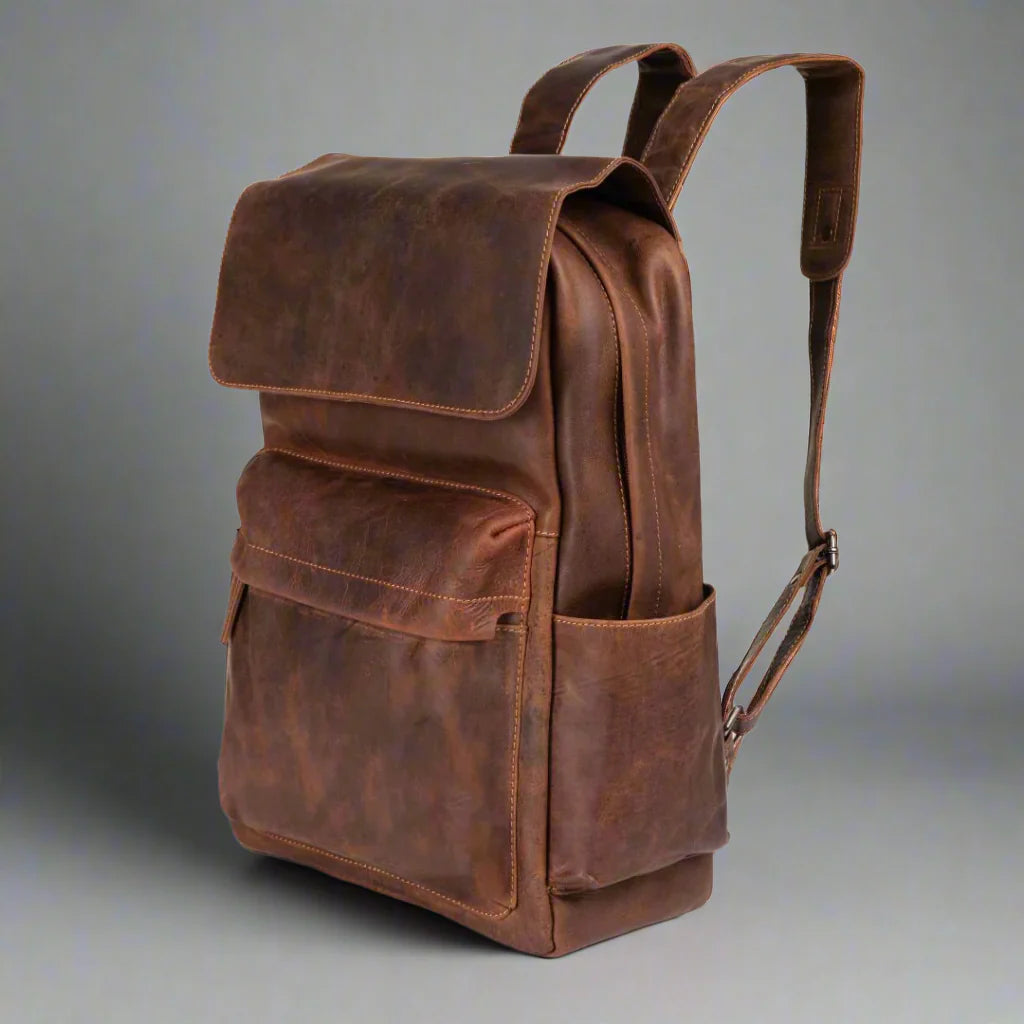 Sac à dos vintage en cuir Greenwood pour ordinateur portable