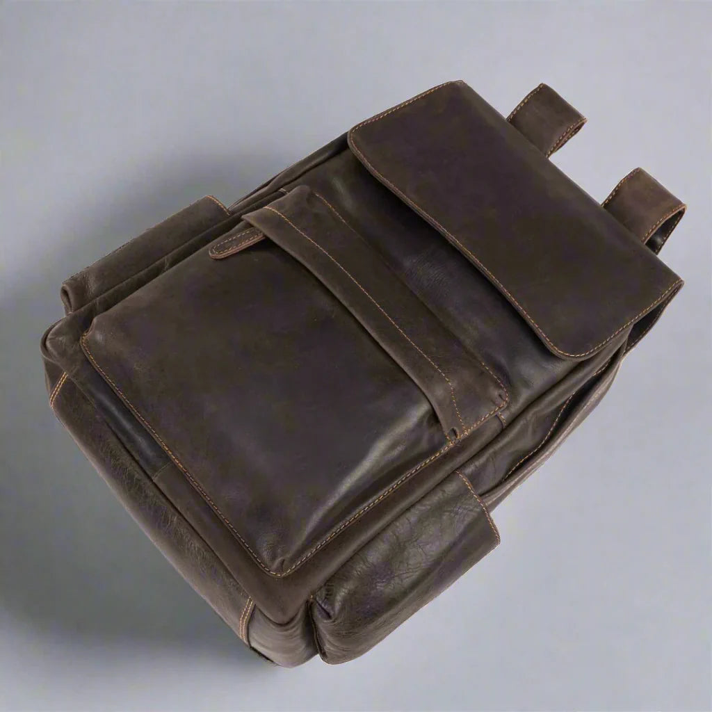 Sac à dos vintage en cuir Greenwood pour ordinateur portable