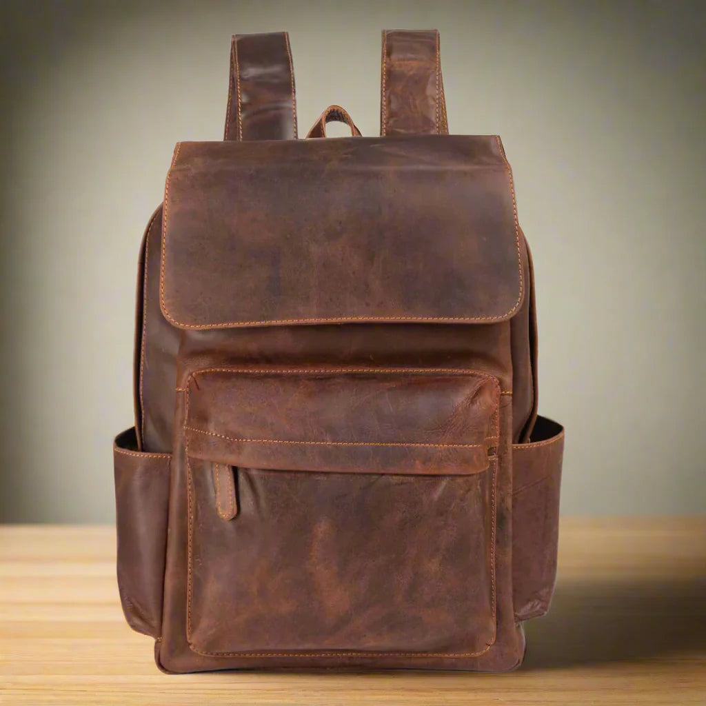 Sac à dos vintage en cuir Greenwood pour ordinateur portable