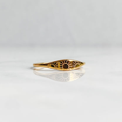 Bague soleil dorée en acier inoxydable plaqué or 18K | ASTRAÉA