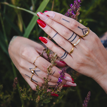 Bague soleil dorée en acier inoxydable plaqué or 18K | ASTRAÉA