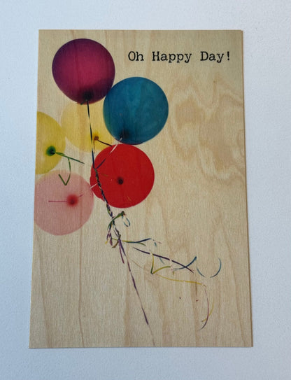 Wood Postcard - Balloons
