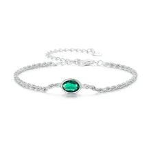 Bracelet Chopin en argent sterling avec zircon vert – ajustable