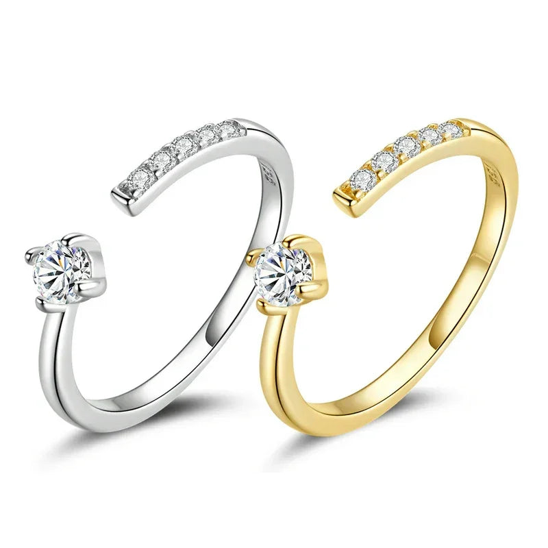 Bague ajustable en argent sterling 925 avec oxyde de zirconium