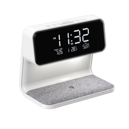 Lampe de Chevet Créative 3 en 1, Charge sans Fil, Écran LCD, Réveil, Chargeur de Téléphone sans Fil