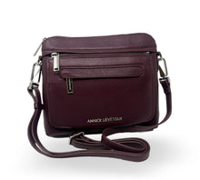 Petit Sac à Bandoulière en Cuir Aubergine , Brigitte