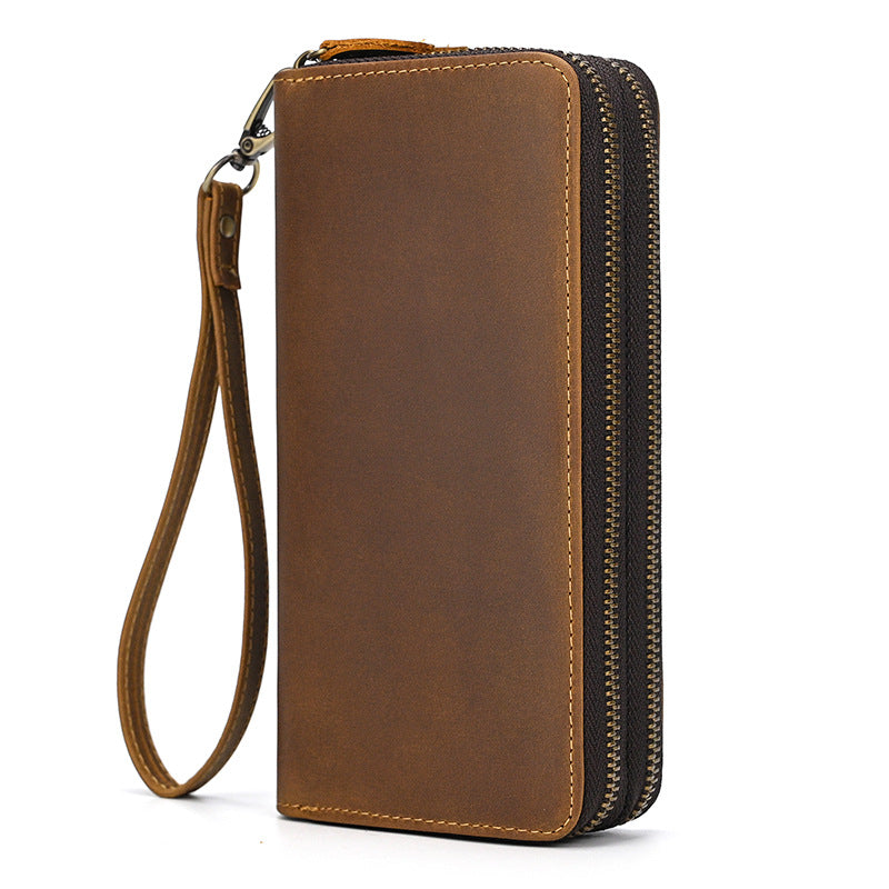 Men Genuine Leather Embossed Long Wallet Vintage Business Clutch