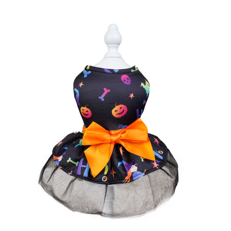 Cape de déguisement d'Halloween pour chien – Costume en polyester à motif tête de mort colorée pour chiens