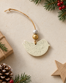 Décoration de Noël Colombe faite à la main en argile et sable de plage de la Nouvelle-Écosse
