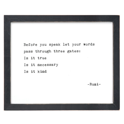 Framed Words - Before You Speak (Rumi)