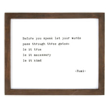 Framed Words - Before You Speak (Rumi)