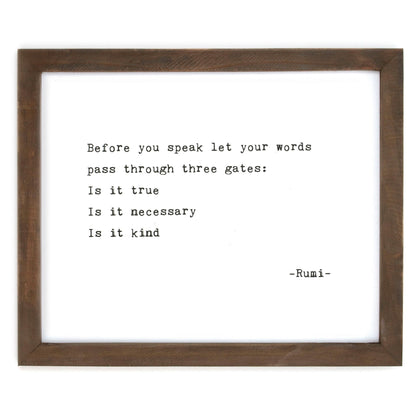 Framed Words - Before You Speak (Rumi)
