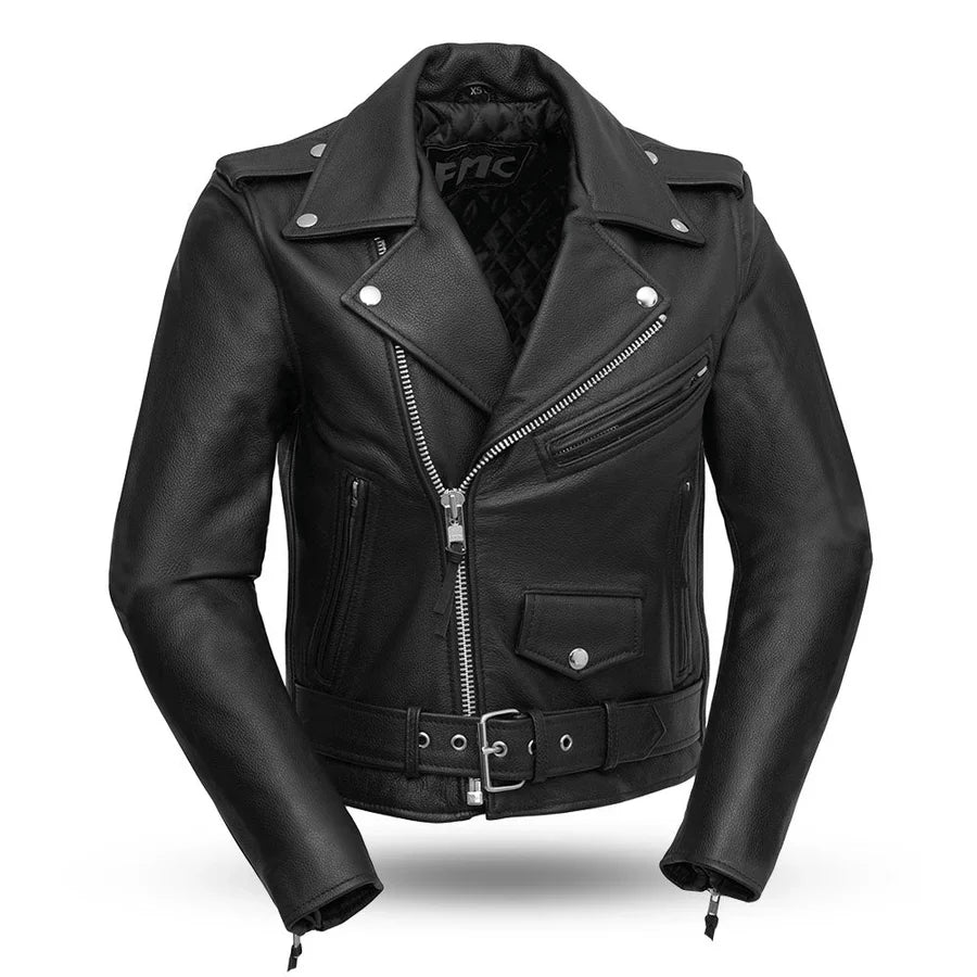 Veste de moto en cuir pour femme. Doublure thermique matelassée et cuir de vachette