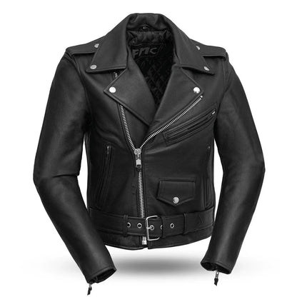 Veste de moto en cuir pour femme. Doublure thermique matelassée et cuir de vachette