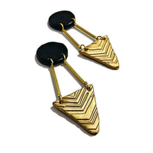 Black & Gold Art Deco Earrings Handmade- "Dupa"