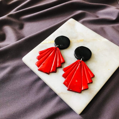 Geometric Fan Statement Earrings, Post or Clip On – "Ruth"