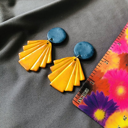 Geometric Fan Statement Earrings, Post or Clip On – "Ruth"