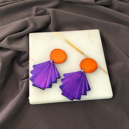 Geometric Fan Statement Earrings, Post or Clip On – "Ruth"